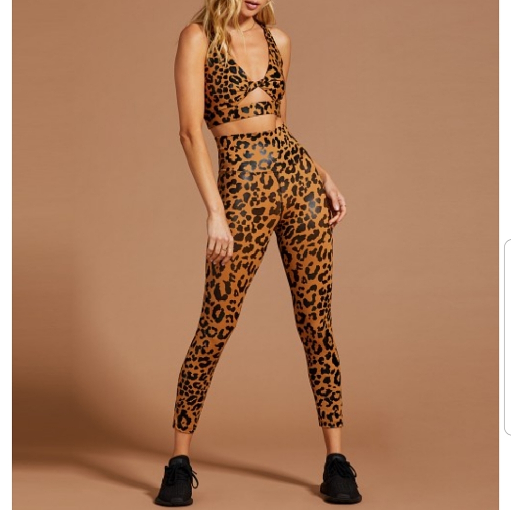 Beach Riot Piper Legging Shiny Leopard COLOR:Beige Leopard small